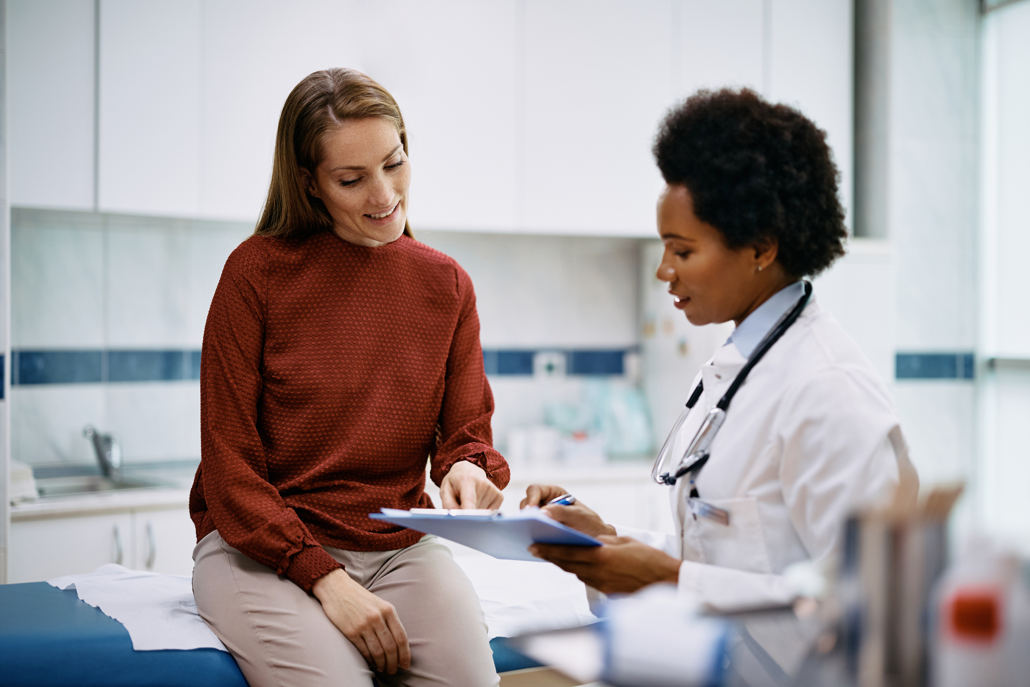 A patient visiting her gyno for a checkup.